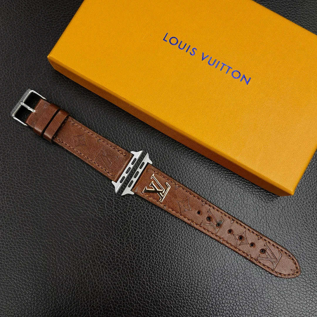 Louis Vuitton LV Metal Logo 3D Embossed Monogram Leather Apple Watch Bnad ProCaseMall