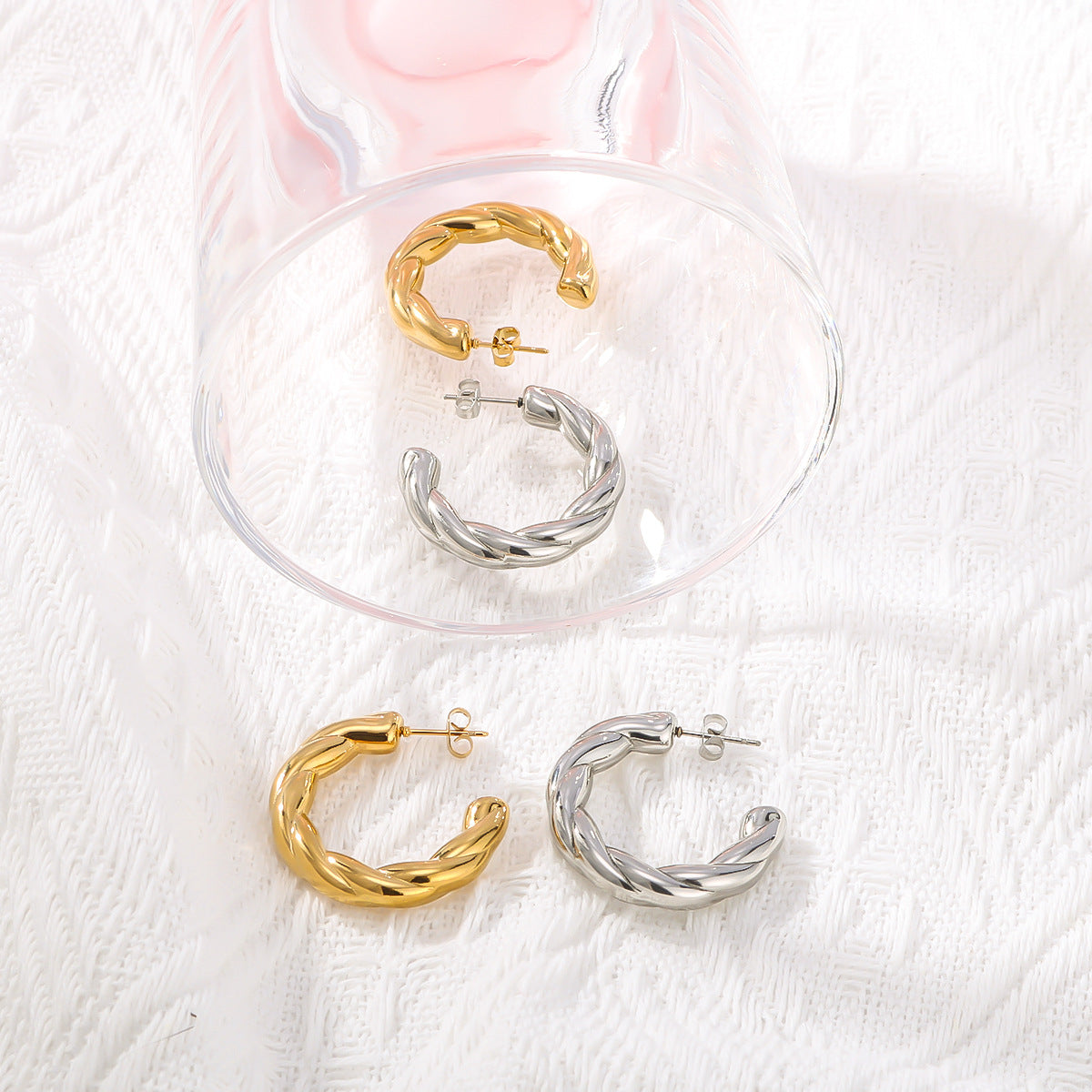 IG Style Circle Round Geometric Stainless Steel Electroplating Earrings