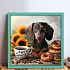 Sunflower Coffee Dachshund-11CT Stamped Cross Stitch 40*40cm/15.75*15.75in