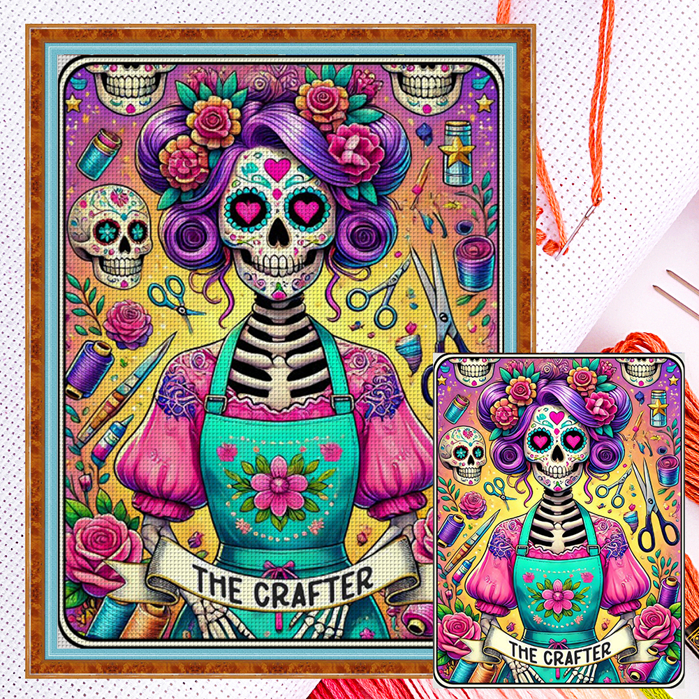 Skull Girl Full 11CT Counted Canvas(50*65cm) Cross Stitch