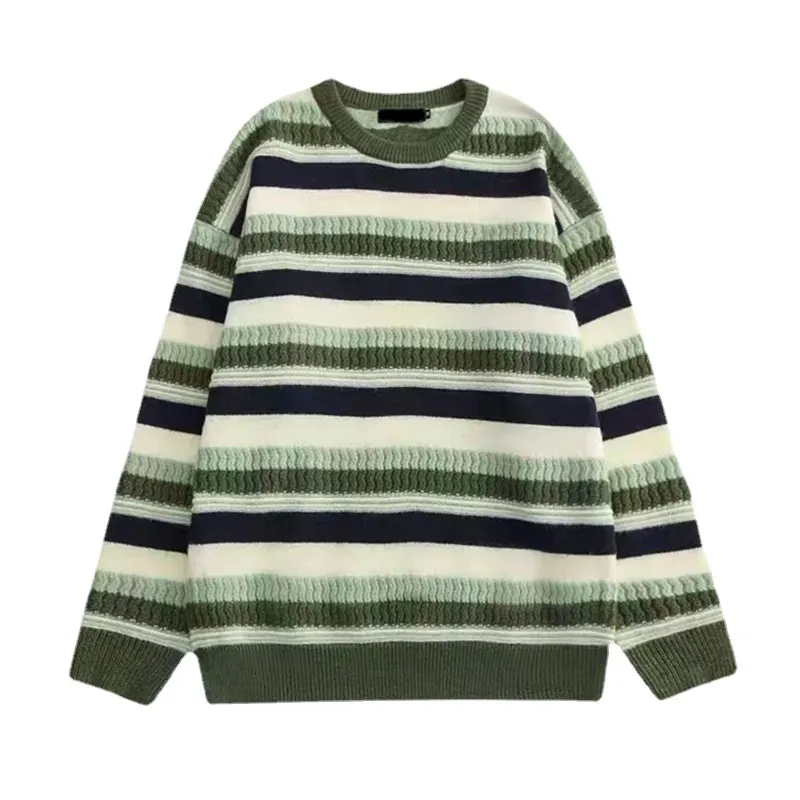 Churchf Churchf Striped Sweater Female Autumn Winter 2024 Autumn Winter New Loose Lazy Wind To Wear A Thick Knit Sweater