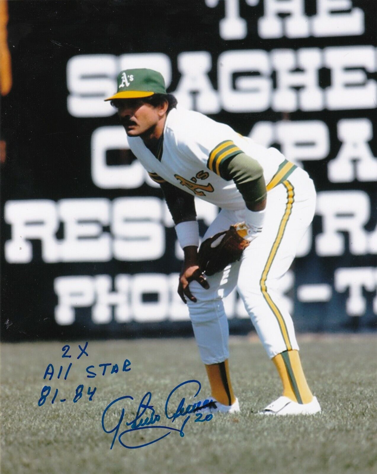 TONY ARMAS OAKLAND A'S ACTION SIGNED 8x10