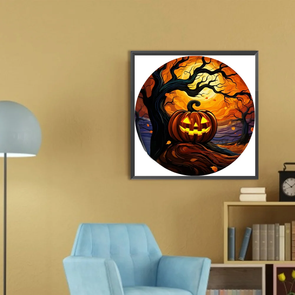 5D DIY Full Round Drill Partial AB Diamond Painting Jack-O-Lantern Decor 35x35cm