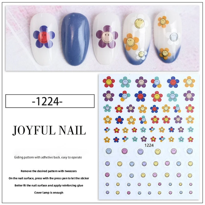 Beautizon Colorful Cartoon Teddy bear High Quality 3D Engraved Nail Stickers Nail Art Decorations Nail Decals Design
