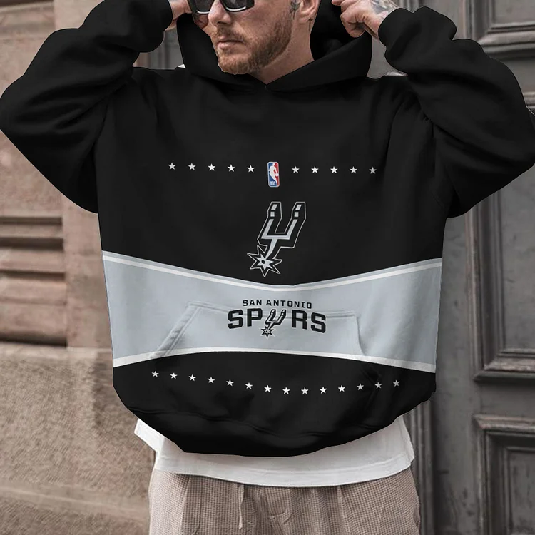 San Antonio Spurs  Printed Hooded Pocket Pullover Hoodie