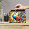 (US Local)Diamond Painting Piggy Bank Wooden Coin Bank Storage Box Kit (Peacock)
