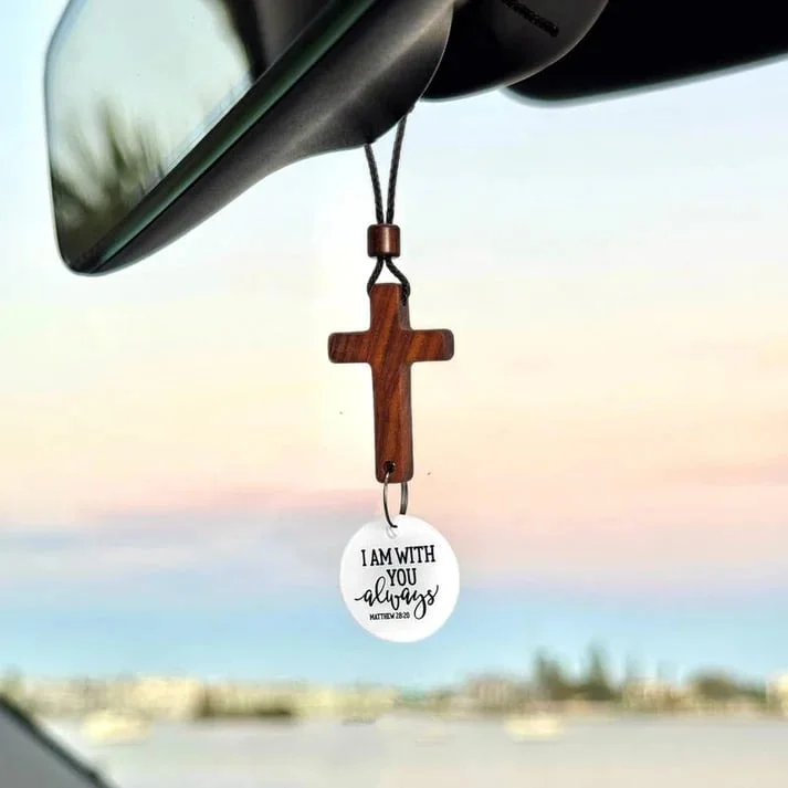 ✝️Bible Verse Car Rearview Hanging Cross Ornament - Scan for a Bible Verse Every Day 