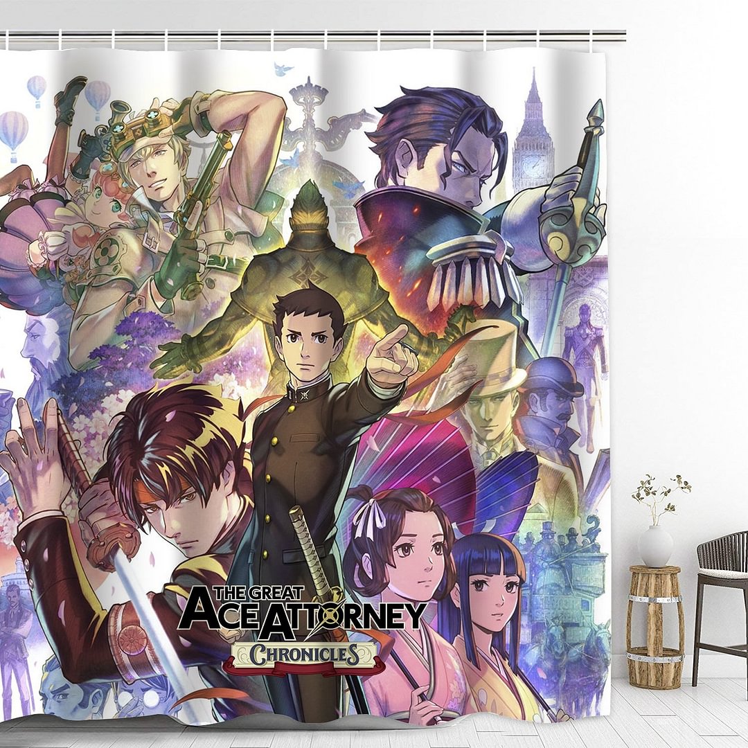 The Great Ace Attorney Chronicles Bathroom Shower Curtain with Hooks Thicken Waterproof Home Decoration