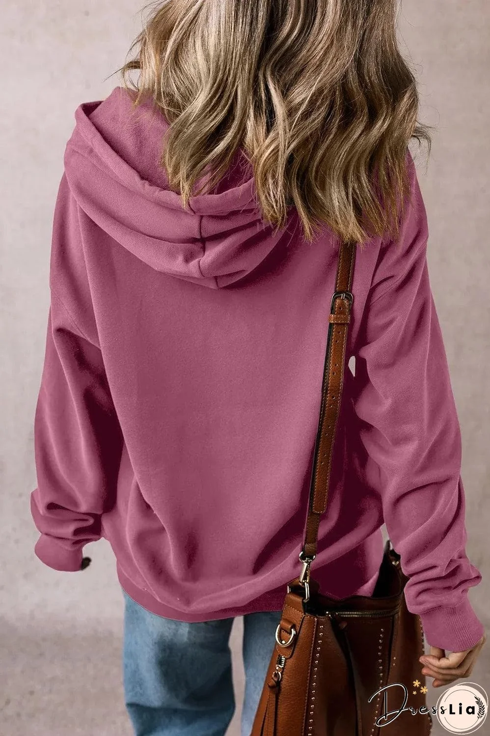 Valerian Solid Kangaroo Pocket Drawstring Loose Fit Hoodie