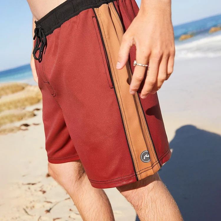 Oversized Holiday Casual Men's Rusty Preisendorfer Surf Shorts Colorblock Elastic Waist Lace-up Beach Shorts 74fa