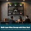 [US Local Warehouse] A-Line Bar Stand Wall Mounted Wine Rack Metal Bottle&Glass Holder Display Shelf