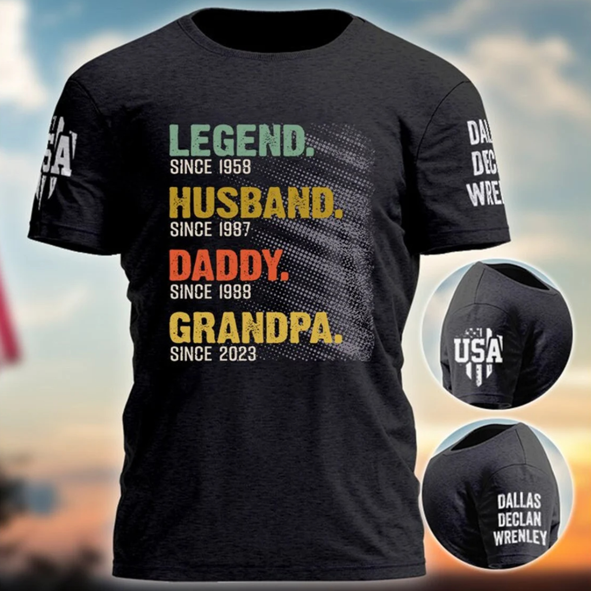 Legend Husband Daddy Grandpa Shirt Retro Vintage Custom Papa Est Year Shirtfathers Day T