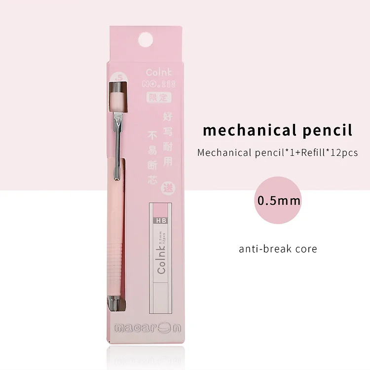 JOURNALSAY 1 Pc Simple Retractable Push Mechanical Pencil 0.5mm 12Pcs HB Refill Exam Writing