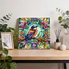 Framed Stained Glass Bird-Paint by Numbers Acrylic Painting 35*35CM With Color Box 5ML(24Colors)