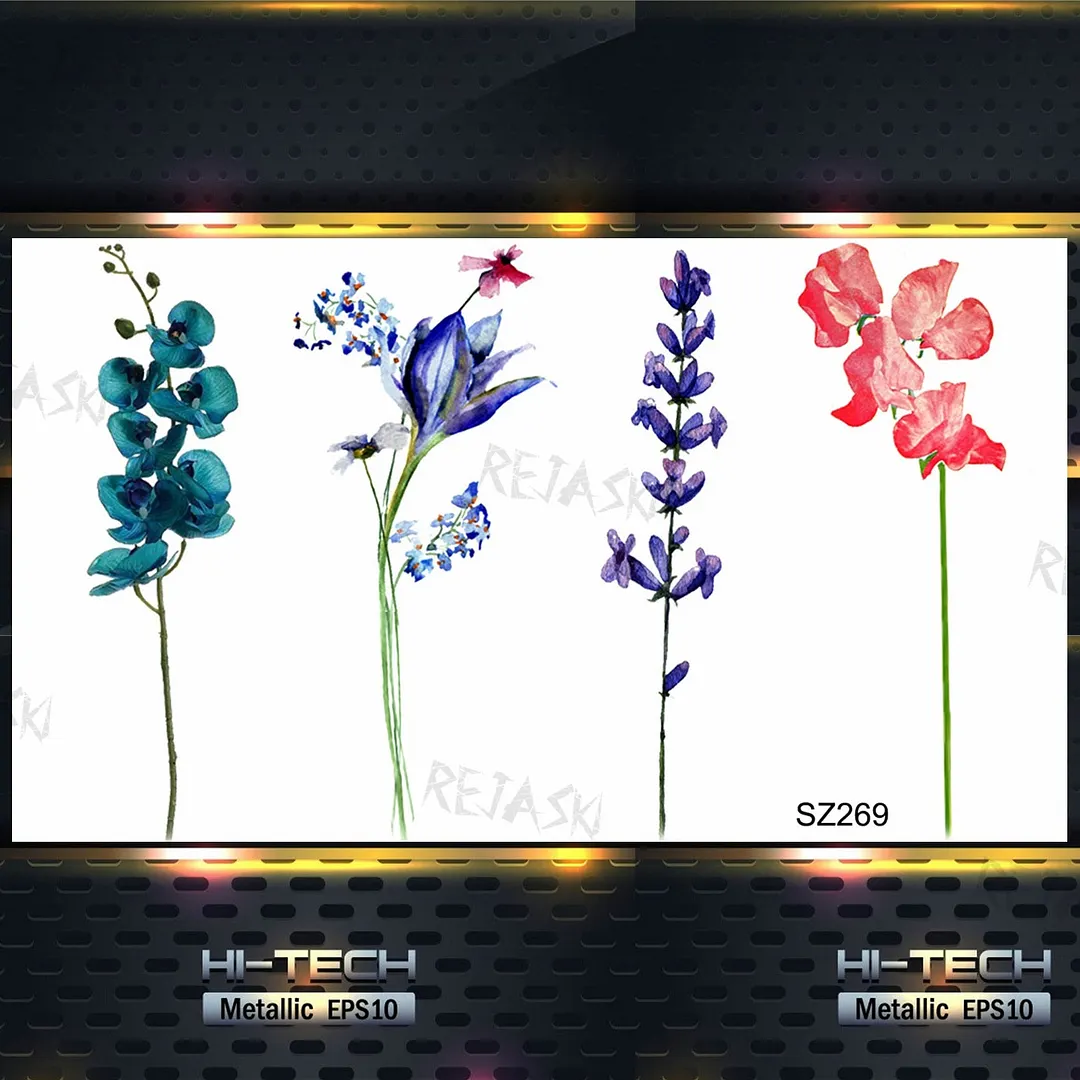 Colored Rose Fashion Feet Temporary Tattoos For Women Adult Hummingbird Sunflower Fake Tattoo Body Art Washable Tatoos Sticker