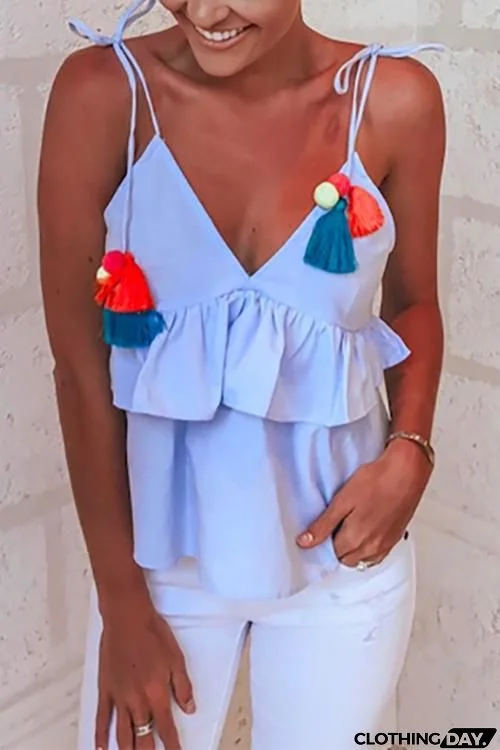 Tassels Ruffles Slip Top