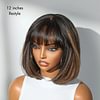 Glueless Brazilian Hightlight Brown Straight Hair BOB Wigs With Bangs
