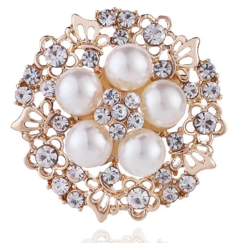 Elegant Glam Pin Heart Shape Flower Bow Knot Alloy Plating Artificial Pearls Women’s Brooches