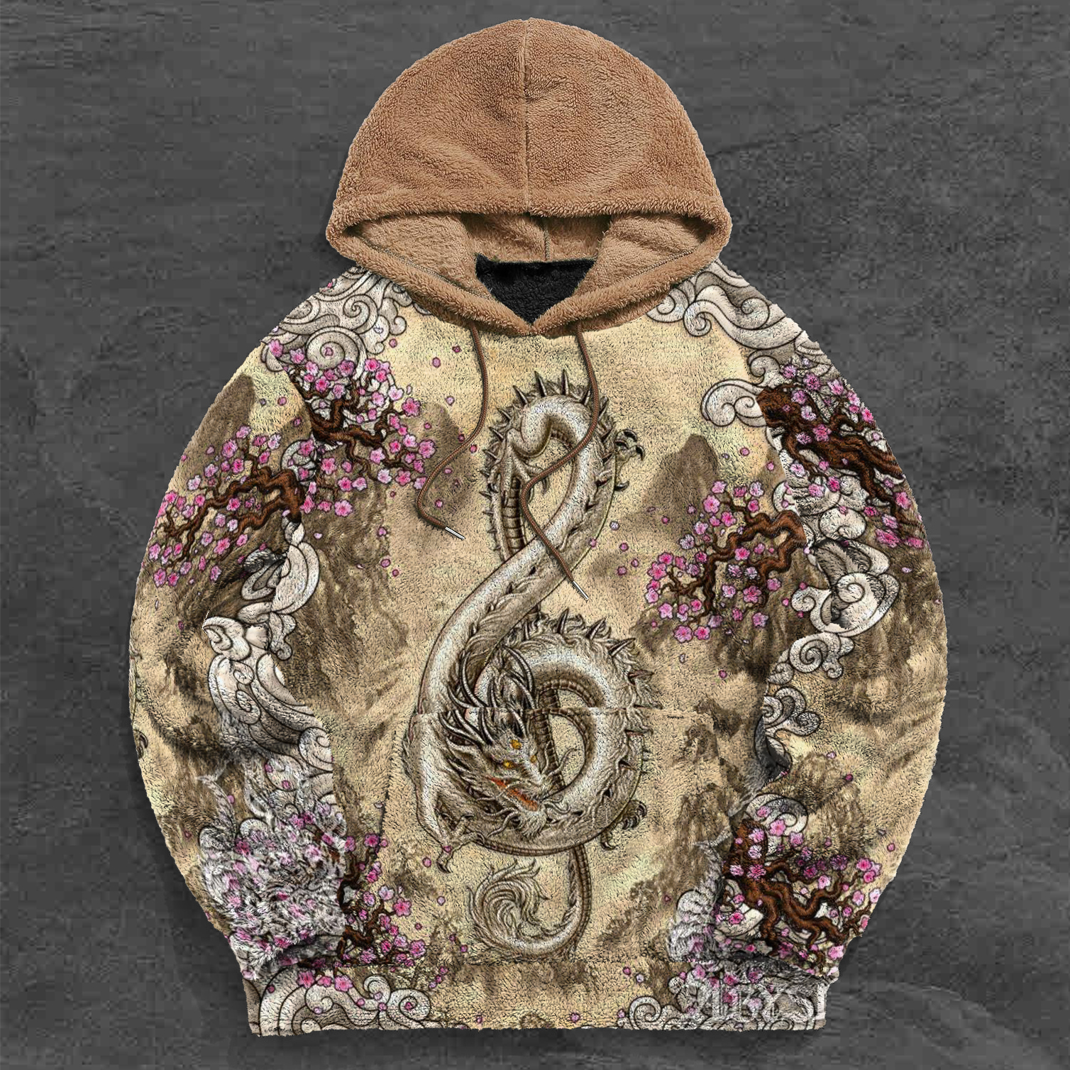 Music Dragon Retro Print Tide Brand Plush Hoodie