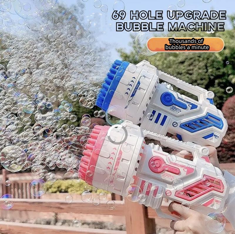 2025 Summer Cute 69 Hole Bubble Machine Toy, Durable Handheld Bubble Machine, 50 Ml Bubble Liquid And Bubble Machine Tray, Rechargeable Battery Bubble Machine Toy, Valentine's Day, Children's Day Gift, Outdoor Atmosphere Maker 1
