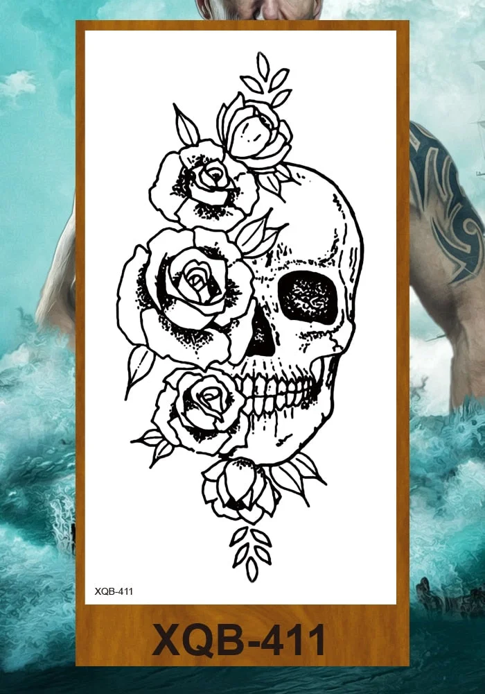Hot Sale Temporary Tattoos Stickers Night Demon Sword Snake Men Women Girl Flower Arm Body Leg Chest Fake Tatoo Waterproof DIY