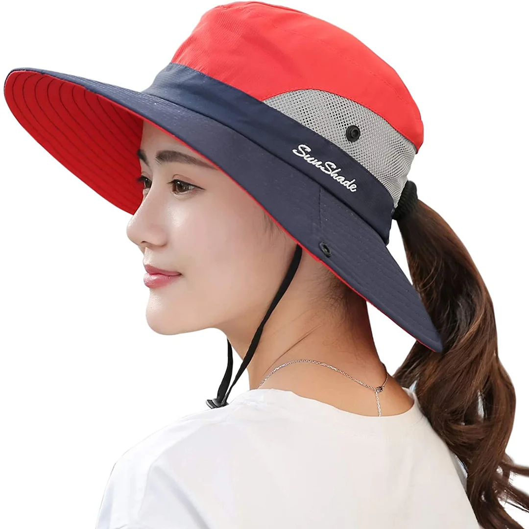 Women's Outdoor UV Protection Foldable Mesh Wide Brim Beach Fishing Hat