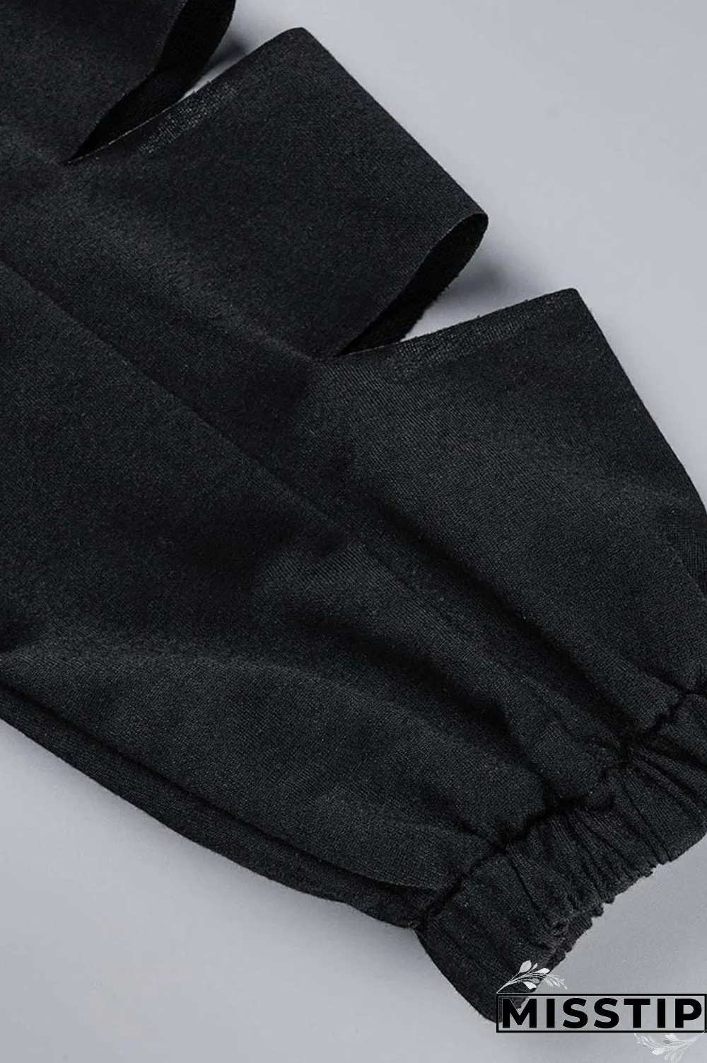 Black Casual Street Solid Hollowed Out Patchwork O Neck Long Sleeve Two Pieces