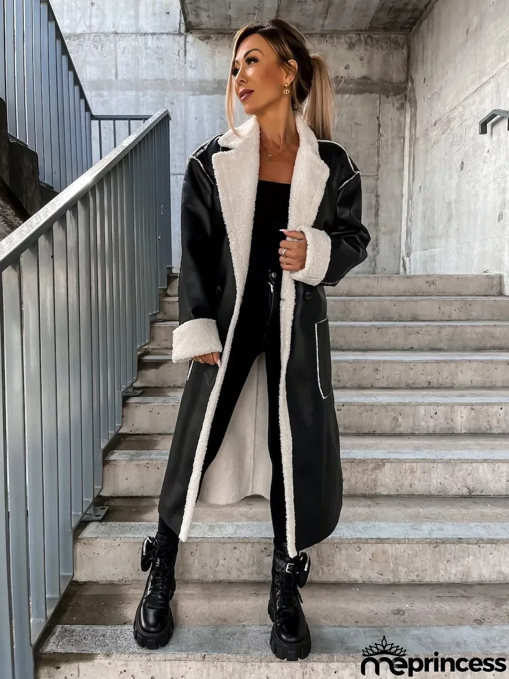 Autumn and winter Casual leather windbreaker loose fashion coat