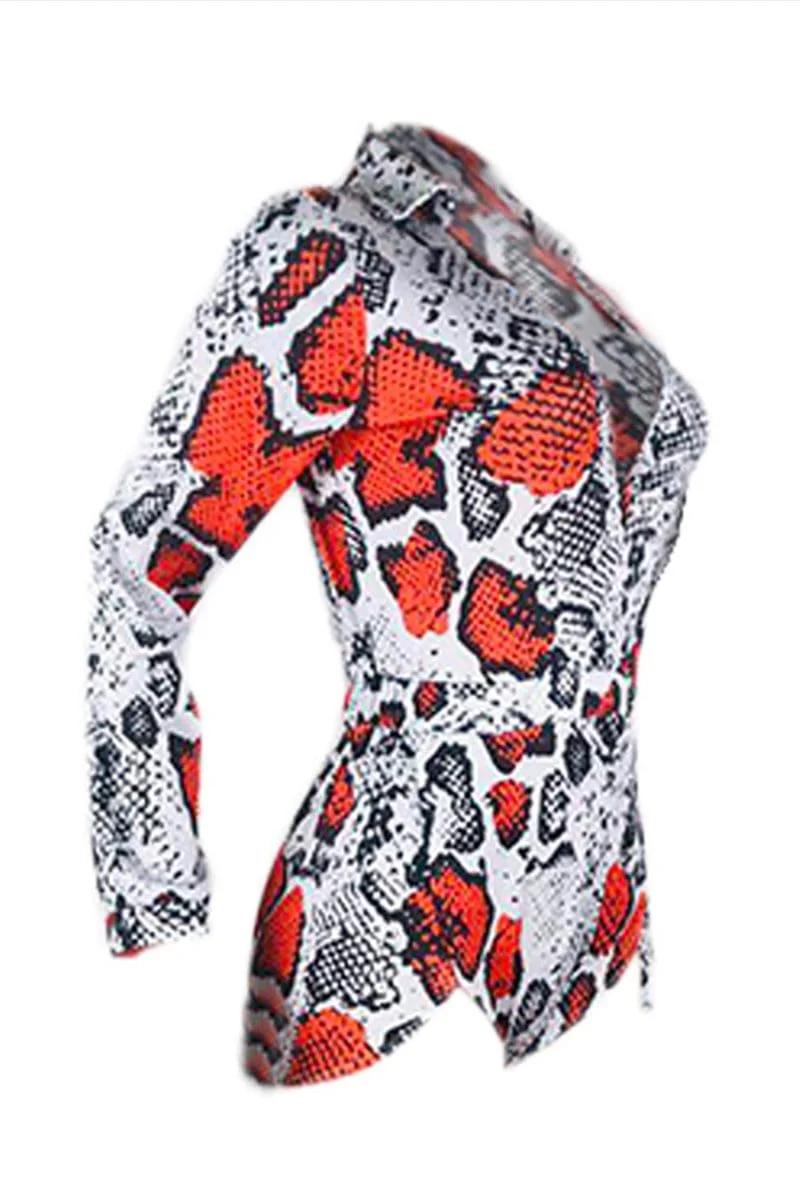 Sexy Print Long Sleeve Romper