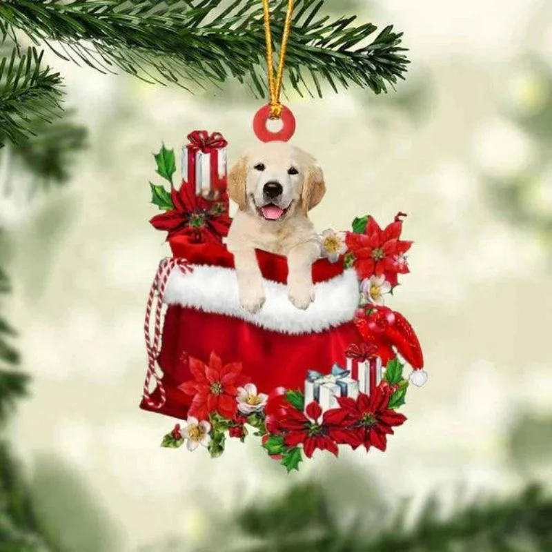 VigorDaily Golden Retriever In Gift Bag Christmas Ornament GB071