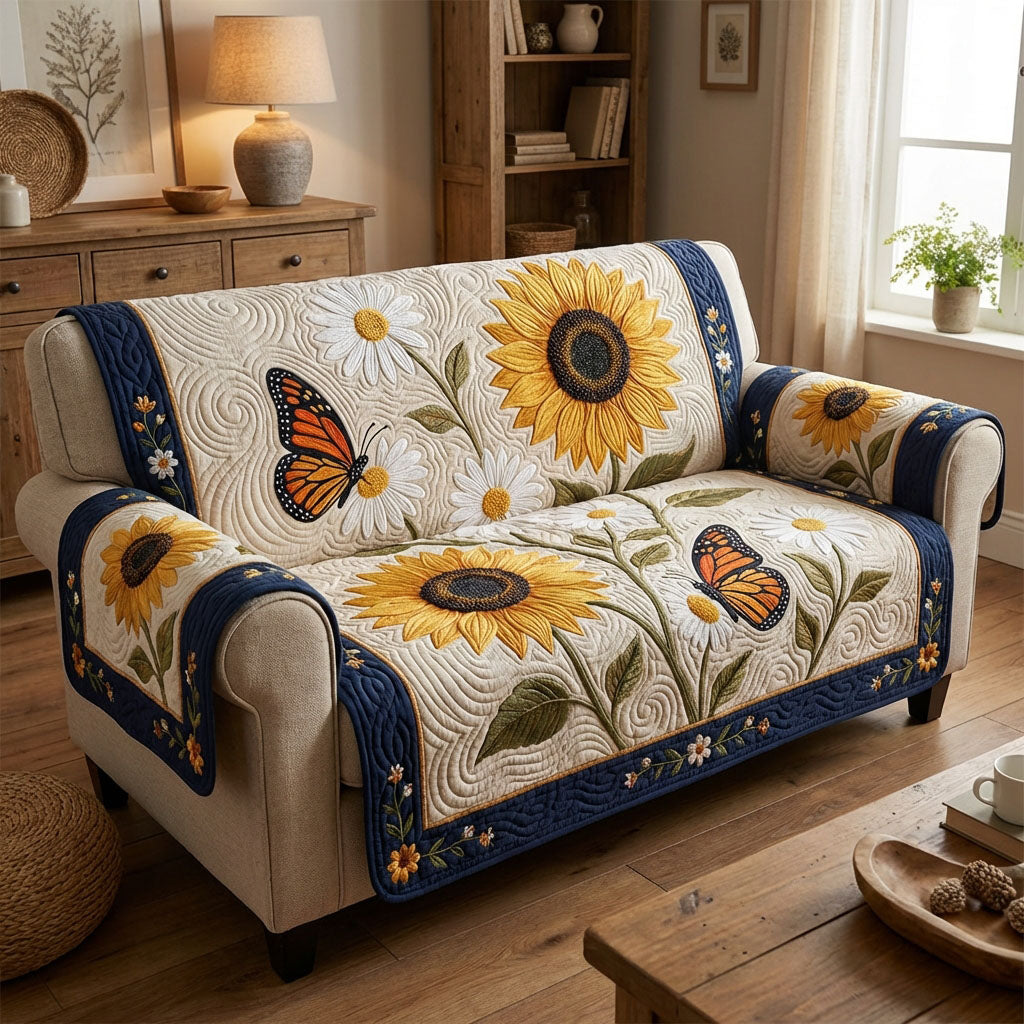 Butterfly Sun Meadow Quilted Sofa Cover NCU0TV1556 everthome