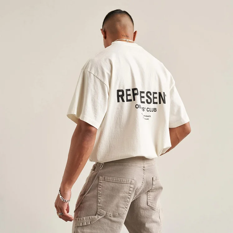 Represent T Shirt Men's Sports Fitness T-shirt Loose plus Size Cotton