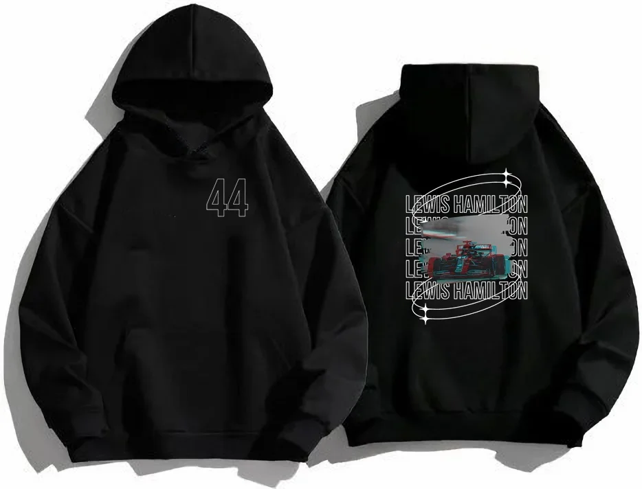 Cotton Tshirt F1 44 Lettering Men's Racing Hoodie Lewis Hamilton#44 Formula 1 T-Shirt 44 Print F Racing 1 Fan Women's Comfort Casual Hoodie t -shirt Tee