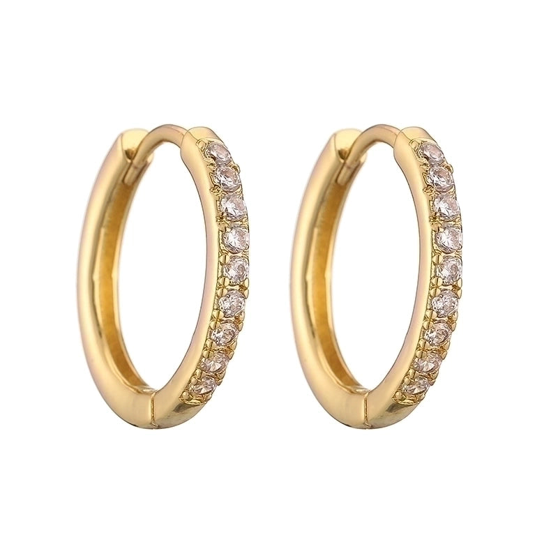 1 Pair Casual Minimalist Classic Style Round Plating Inlay Copper Zircon 18k Gold Plated Hoop Earrings