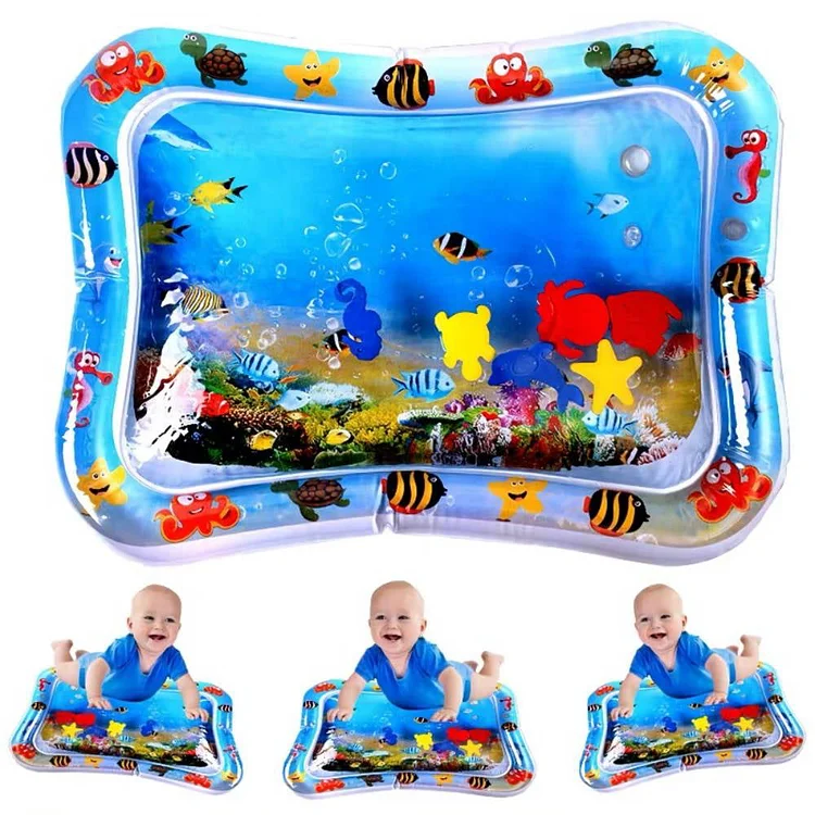 Water Play Mat, Premium Inflatable Splash Mat for 3-12 Months Children and Infantfor Infants & Toddlers Sensory Toys for Baby Early Development Activity Centers 26" x 20"