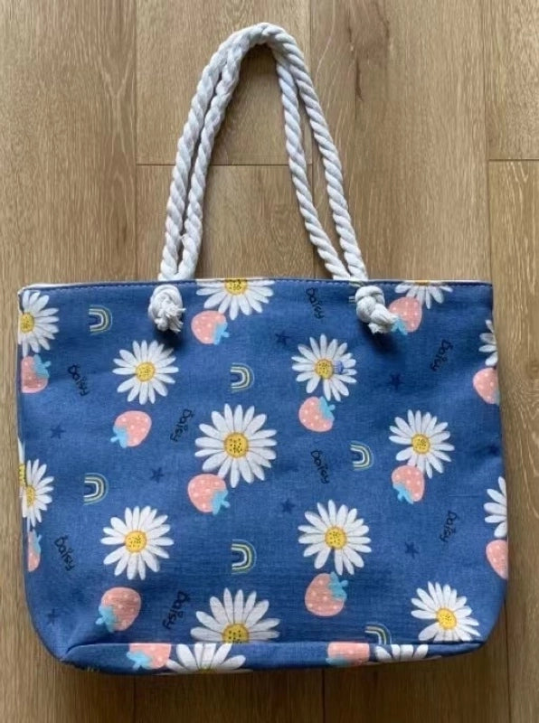 Women’s Large Canvas Animal Vacation Ethnic Style Zipper Tote Bag