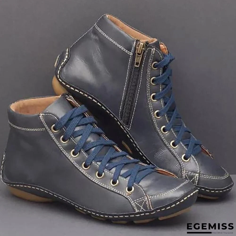 Casual Comfy Flat Heel Zipper Ankle Boots | EGEMISS