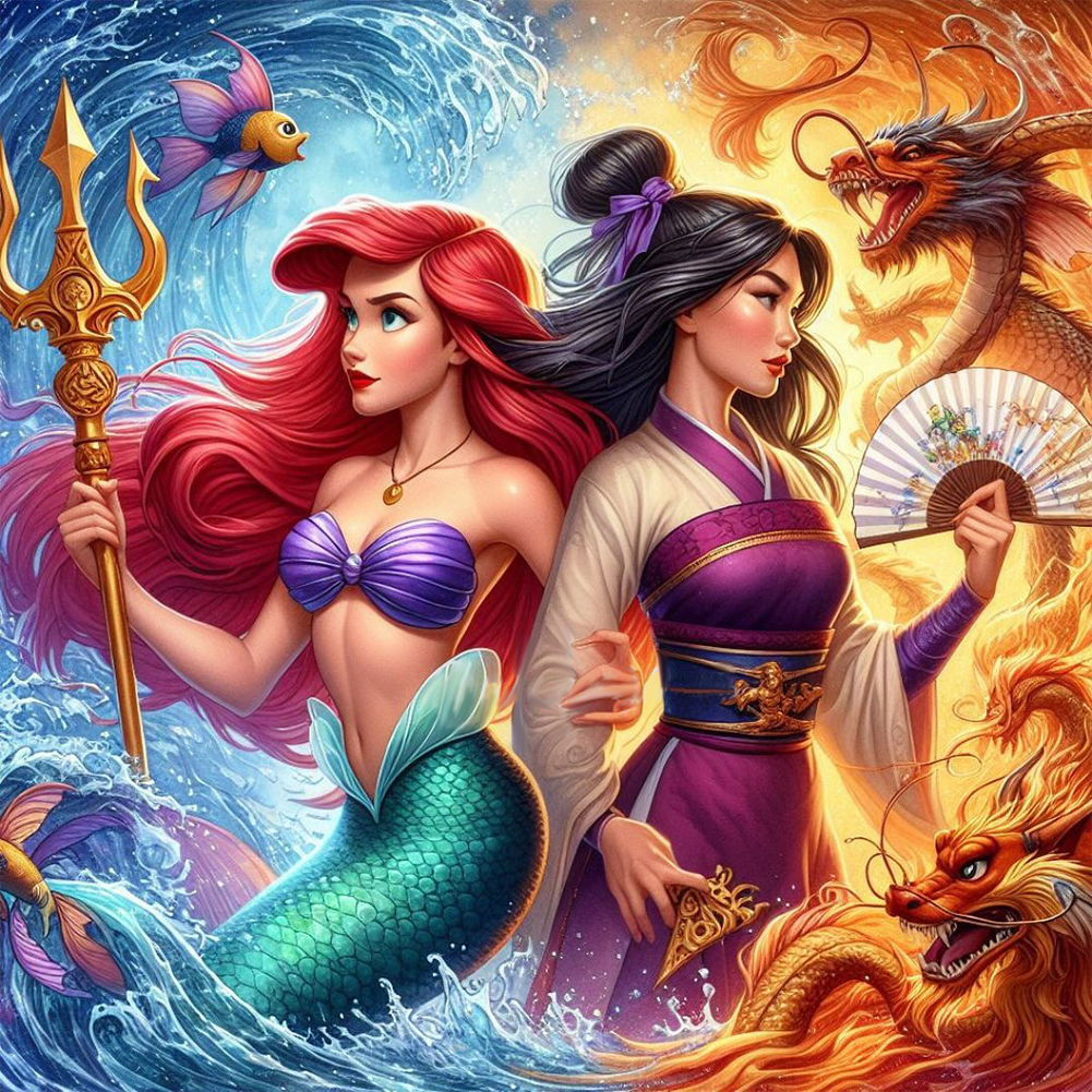 Mermaid And Mulan 40*40cm(canvas) full round drill diamond painting