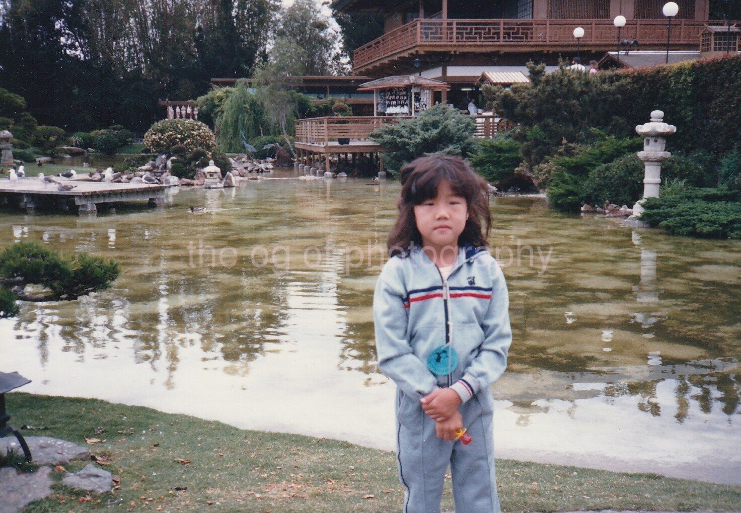 Little Girl By A Fish Pond FOUND Photo Poster paintingGRAPH ColorOriginal 811 9 S