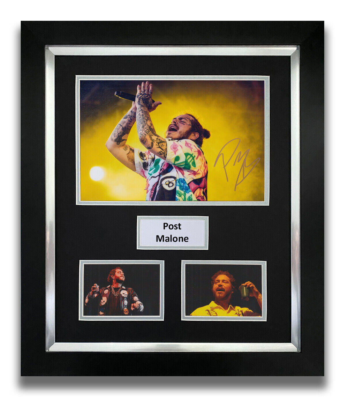 POST MALONE HAND SIGNED FRAMED Photo Poster painting DISPLAY - MUSIC AUTOGRAPH - ROCKSTAR 3.