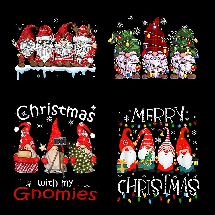 6pcs/set Christmas Dwarfs Pattern Washable Heat Transfer For T-Shirt Arts Craft Home Decors