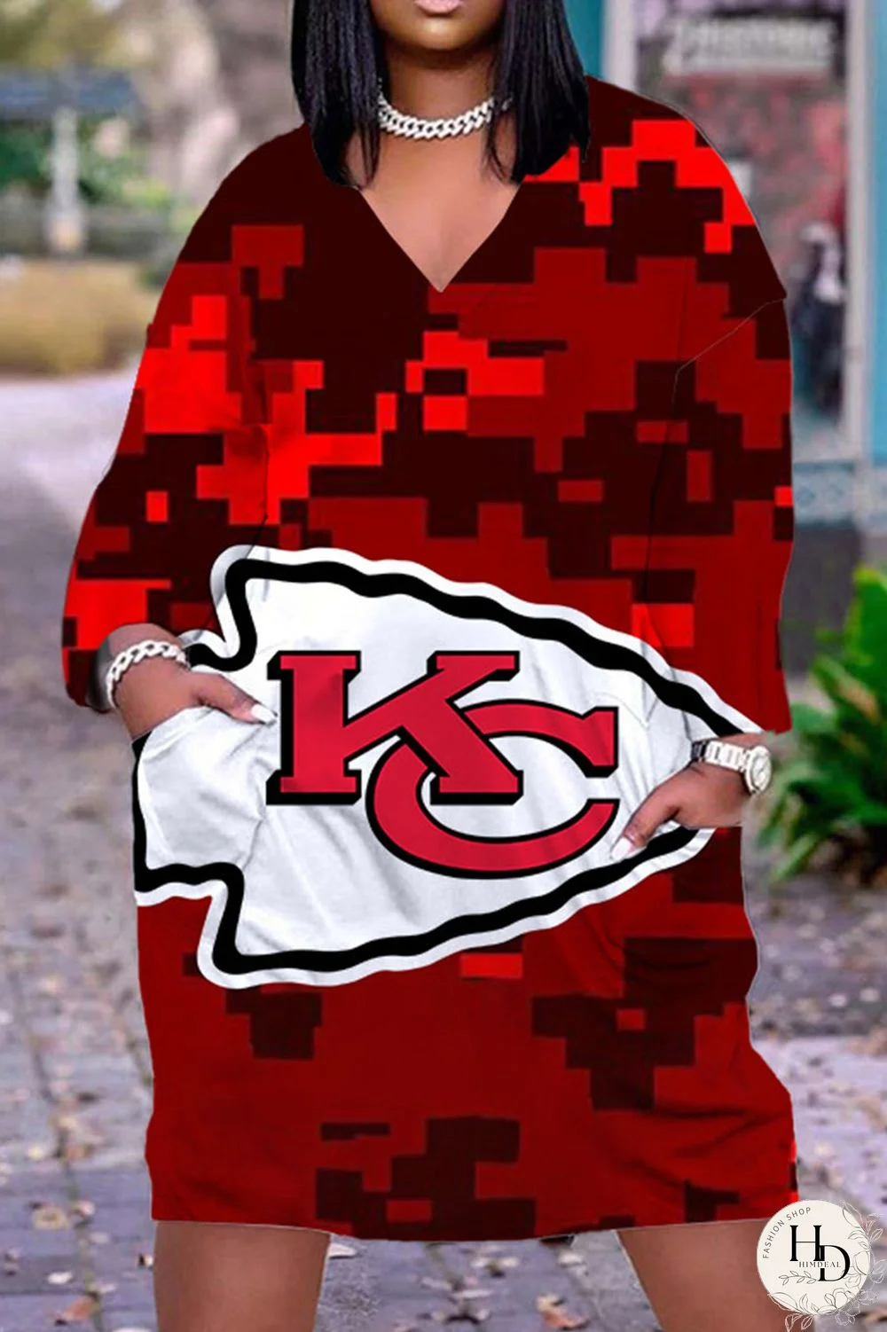 Black Yellow Casual Print Patchwork V Neck Straight Dresses