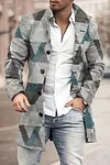 Triangle Rhombus Print Medium Long Coat