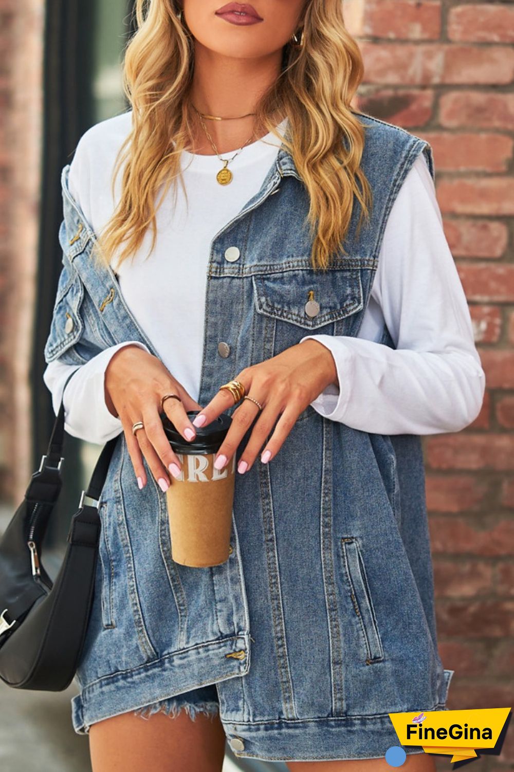 Blue Casual Solid Patchwork Turndown Collar Short Sleeve Regular Denim Jacket