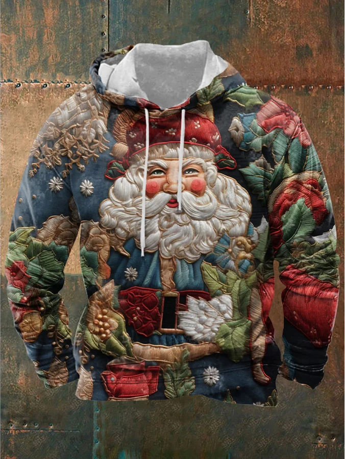 Christmas Vintage Cute Santa Decorations Art Print Pattern Casual Sweatshirt
