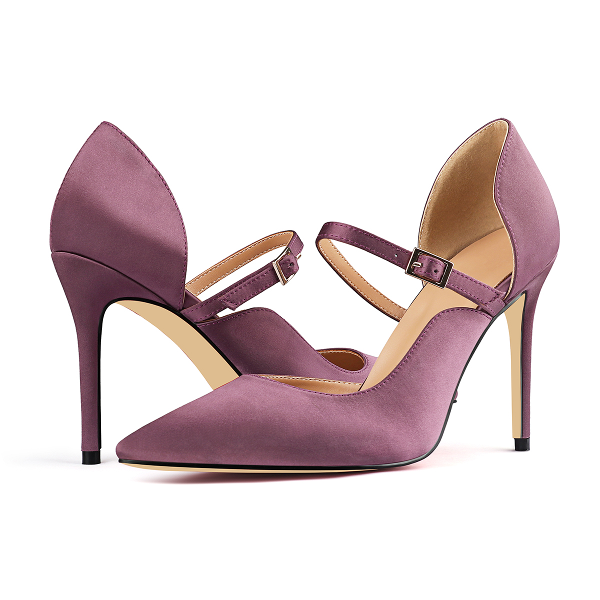 100mm Women's Classic Elegant Stilettos Pointed Toe Apricot Bottom Silk High Heels-MERUMOTE