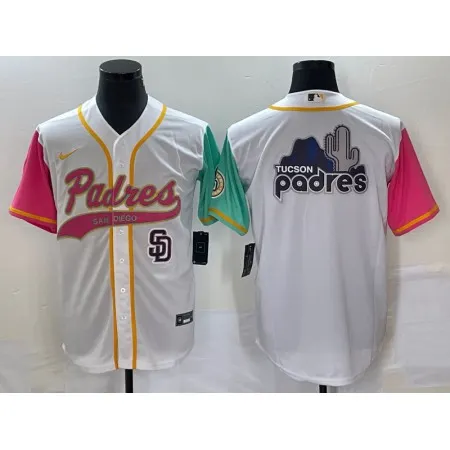 Men's San Diego Padres White Team Big Logo City Connect Cool Base With Patch Stitched Baseball Jersey