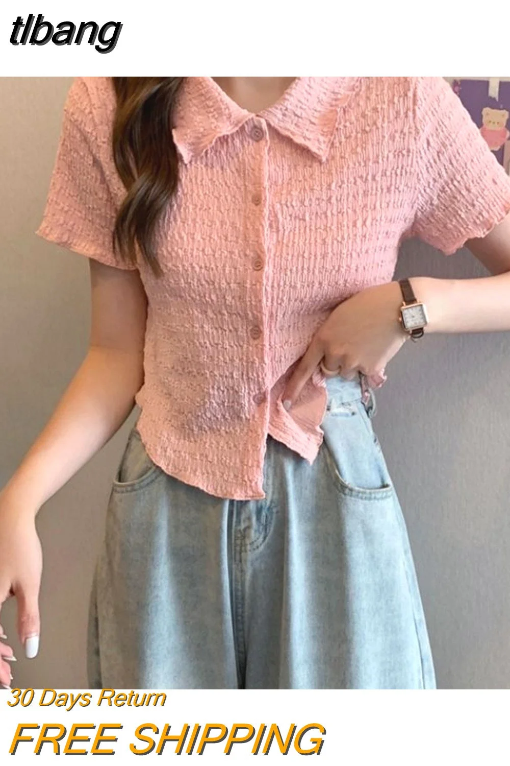 tlbang Women Cropped Folds Preppy Lovely Retro Basic All-match Ulzzang Elegant Summer Ins Chic Streewear Holiday Prevalent Mujer