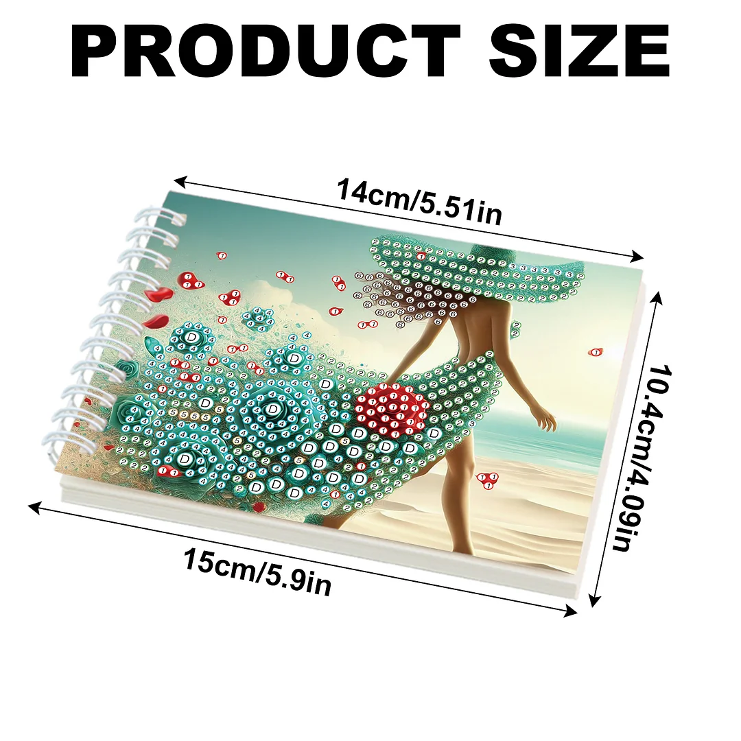 2 Pack Elegant Skirt Lady DIY Diamond Art Spiral Notebook Kit 80Pages No Lines