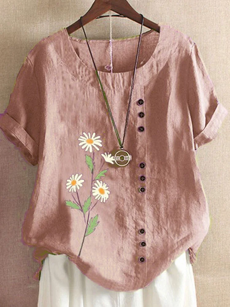 Bestdealfriday Shift Floral Casual Short Sleeve Shirts Tops 8826144